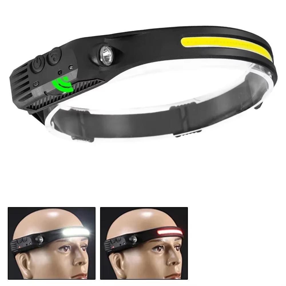 Portable Mini Powerful LED Headlamp XPE+COB USB Rechargeable Hunting Headlight Waterproof Head Torch with Tail Magnetic