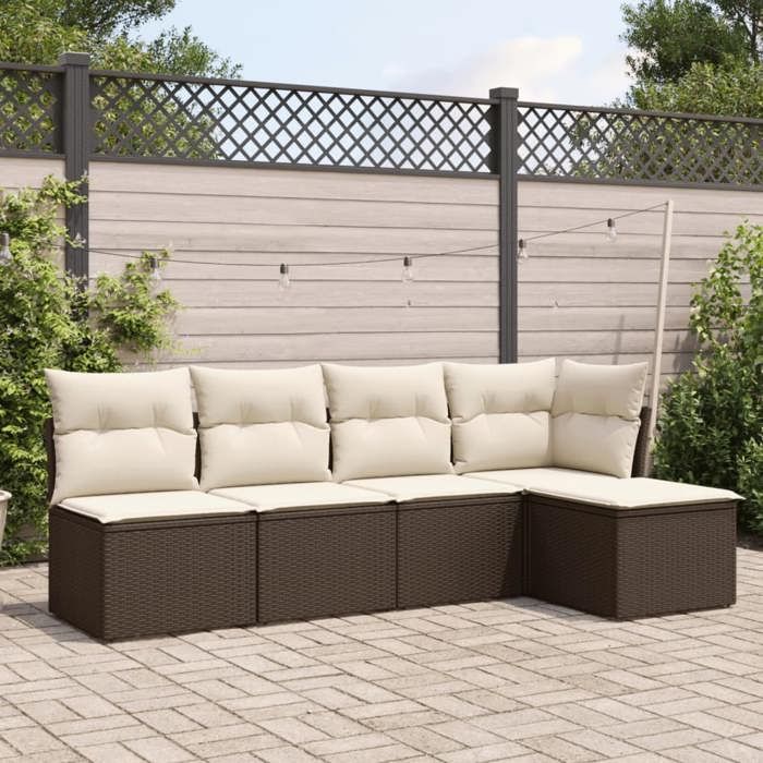 VidaXL Garden Lounge Set with Cushions 5 Pcs, Sofas with Adjustable Feet, Outdoor Furniture Set Patio Terrace, 3249362