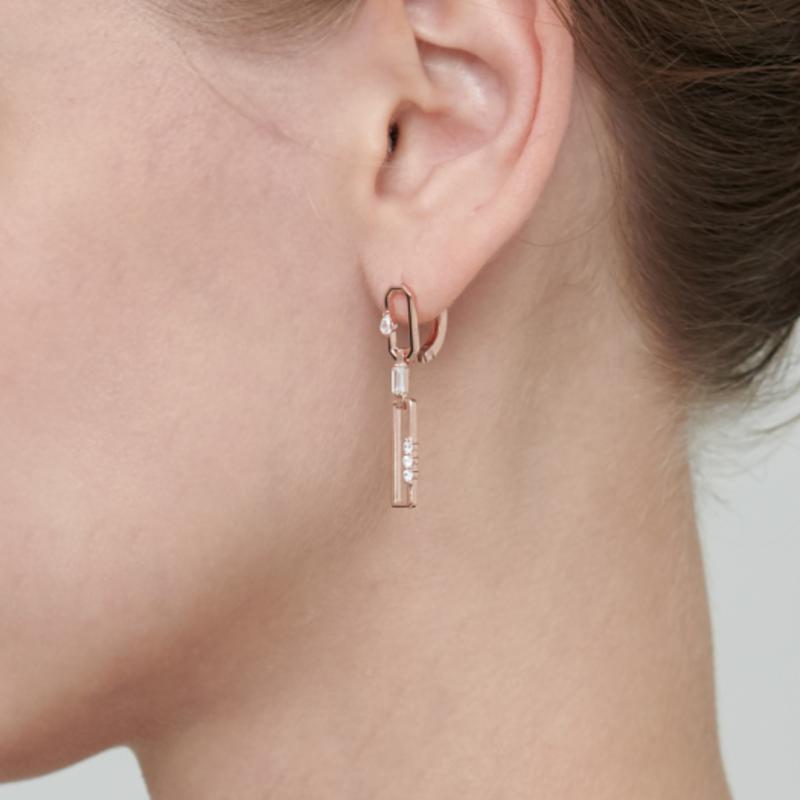 ELLE Jewelry 14K Square Cubic Drop Earrings (Gold Pin) ELGPEE389