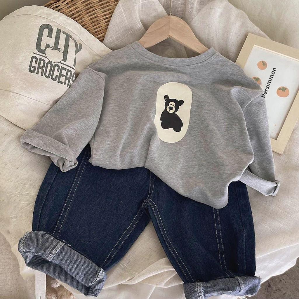 Cartoon Round Neck Long-Sleeve Cotton T-Shirt for Kids - Spring & Autumn Casual Korean Style for Boys and Girls