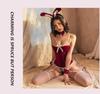 Sexy Weihnachts-Häschen Dessous-Set: Verlockung Strümpfe & Durchsichtiges Rollenspiel-Outfit