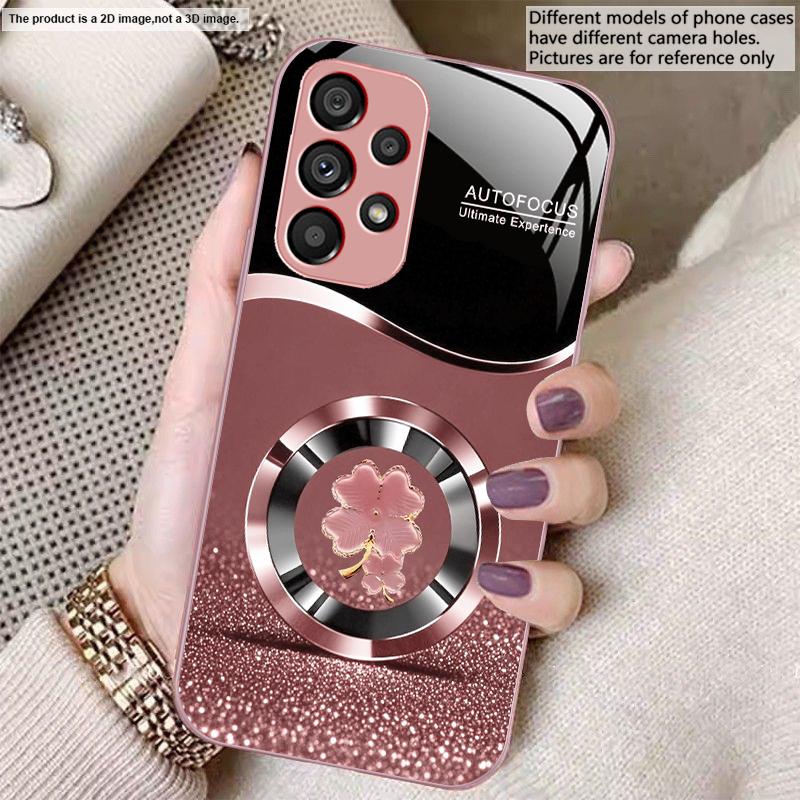 Fioletowy Czterolistny Koniczyna Dla Samsung S8 S9 S10 20 U ltra S21 Pro S22 Plus S23 FE S24 Ultra S25 Edge S25Ultra Szklane Etui na Telefon