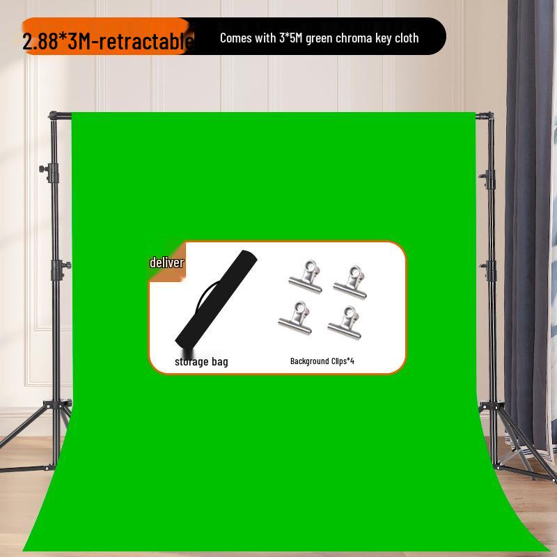 Portable Pull-Down Green Screen: Thick, Liftable, Telescopic Background for Keying and Live Streaming