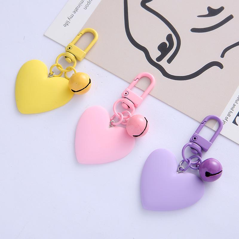 Candy Heart Bell Keychain: Cute Peach Heart Earphone Case Pendant
