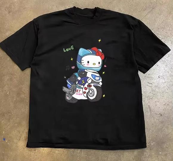 2026 Sanrio Hello Kitty Casual Shortsleeve Roundneck Hotselling  Comfortable summer Womens loose Tshirt S