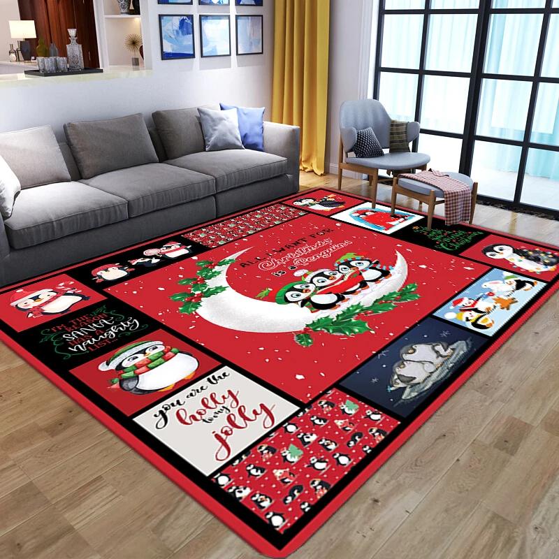 Cartoon Snowman Carpet Merry Christmas Area Rug For Living Room Bedroom Bedside Decor Home Entrance Door Mat Anti-slip Floor Mat