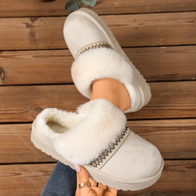 

Модные шерстяные тапочки на толстой подошве для женщин, зимние, новый стиль, на флисовой подкладке, пинетки с закрытым носком, полутапочки для отдыха, домашняя обувь Pantuflas Mujer 36