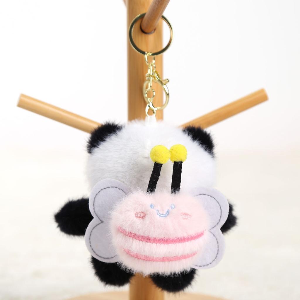 Panda Back Bee Doll Pendant Plush Toy Panda Doll Keychain Gift Girls Bag Pendant Doll