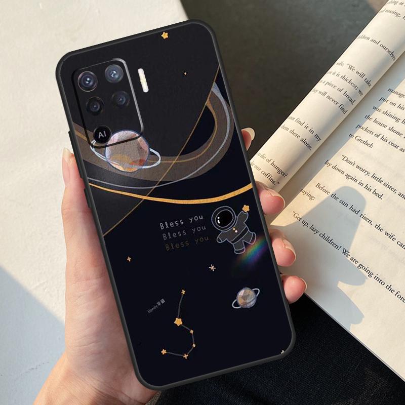 Astronaut Spaceship Case For Oppo A80 A60 A40 A78 A38 A18 A98 A58 A96 A76 A16 A94 A74 A54 A15 A17 A57 A77 A5 Pro