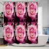 Luxurious Pink Rose Bath Shower Curtain Set 3D Printed Floral Decor for Bathroom, Waterproof Fabric Perfect Gift (Set of 6 Panel