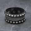 Herren Europäisches & Amerikanisches Punk Multi-Layer Retro Leder Nieten Kette Armband