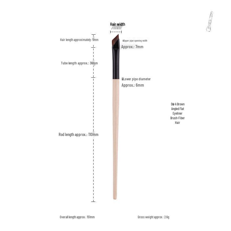 Ultra-thin Sickle Eyeliner & Flat-head Eyebrow Brush for Lower Eyelid and Under-eye Detail