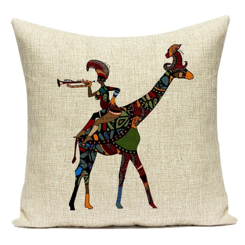 Africa Decorative Cushion Cover African Woman Custom Pillow Case National Costume Pattern Sofa Home Decor Pillow Cover