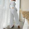 Women's Long-sleeved Top And Elastic Waist Wide-leg Pants Fashion Casual Suit