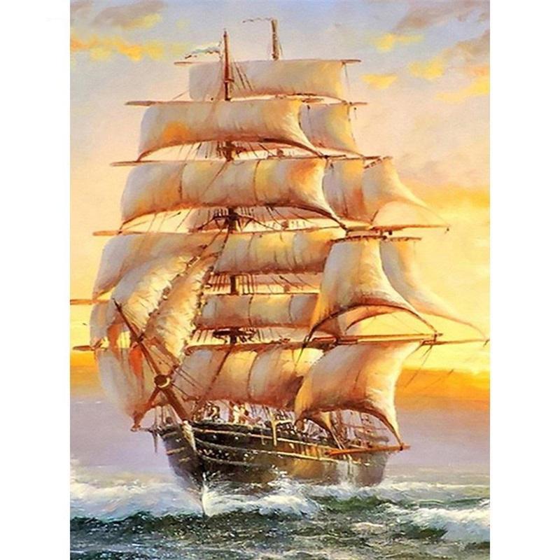 

5D DIY Алмазная картина Вечернее облако Морской пейзаж Искусство Алмазная вышивка Набор для вышивки крестом Полный горный хрусталь Мозаика Домашний декор Round 20x30cm