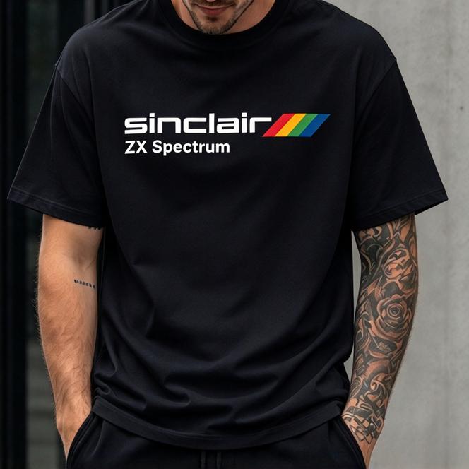 Koszulka Vintage Komputer Zx Spectrum Retro Sinclair Nadruk Paskowany Tęczowy Krótki Rękaw Casualowa Koszulka Dla Unisex Geeka Gier Prezent Y2k Top