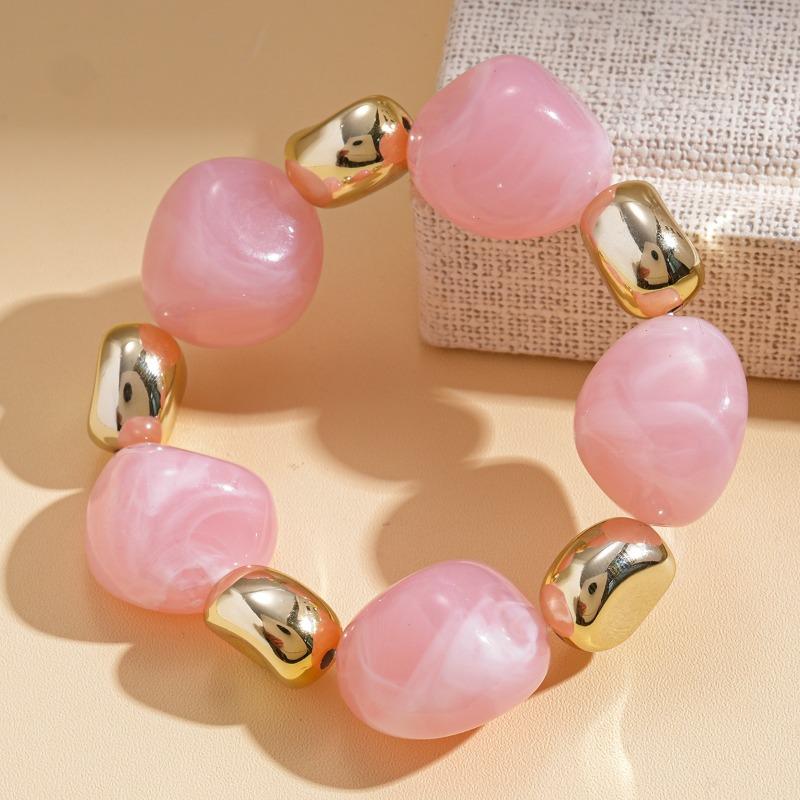 1PC European and American acrylic smudge irregular geometric beaded bracelet retro ethnic style niche high sense