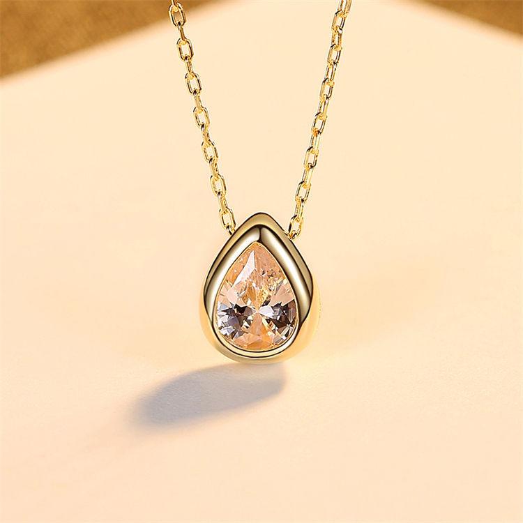 S925 Silver Platinum 18kgp Gold Chain Water Drop Cubic Zircon Necklace for Women 16inches