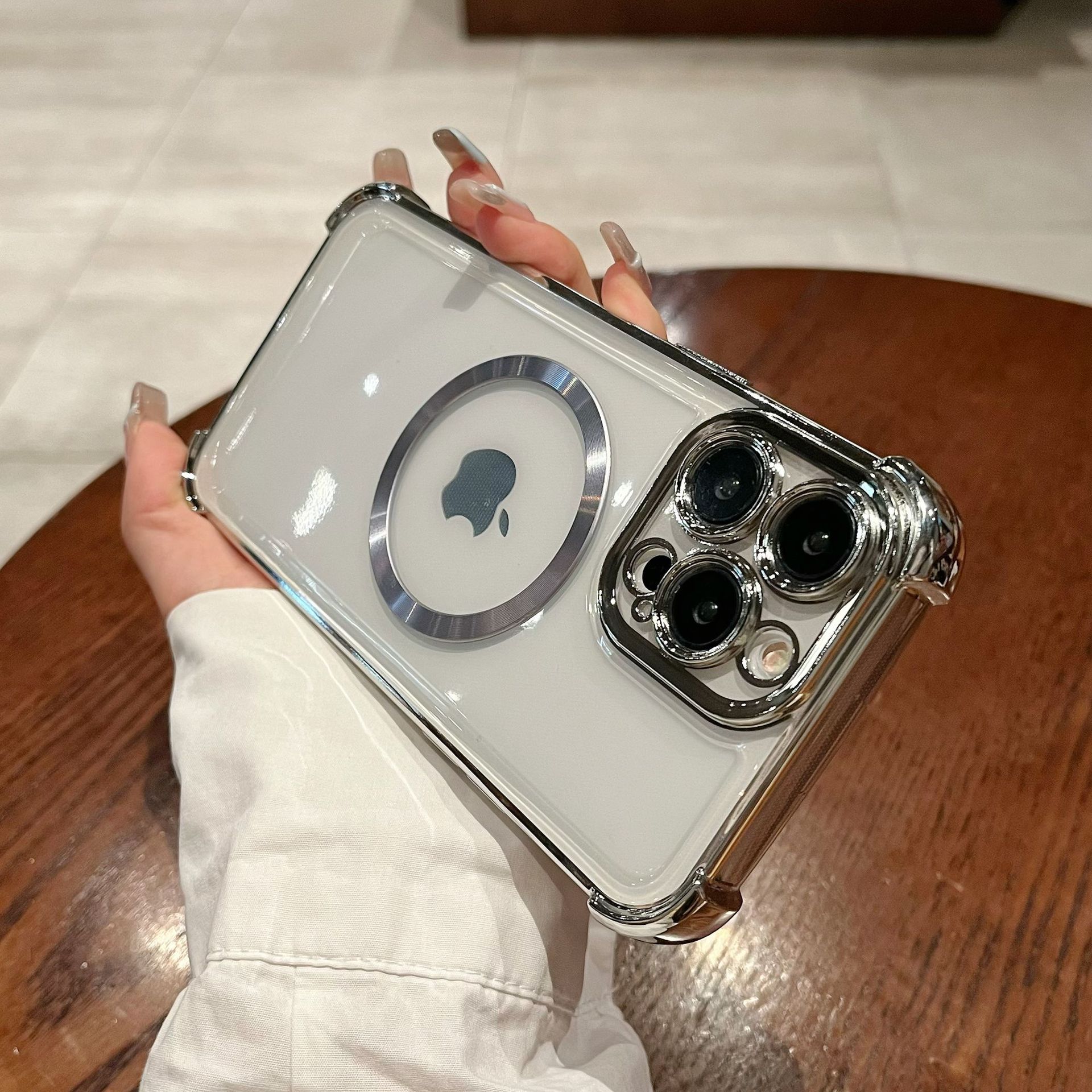 

Applicable To Apple 15 Airbag Anti Fall Magnetic Suction Electroplating Mobile Phone Case 14 13PRO Full Inclusive 16 Soft Shell Protective Case iphone16PROMAX