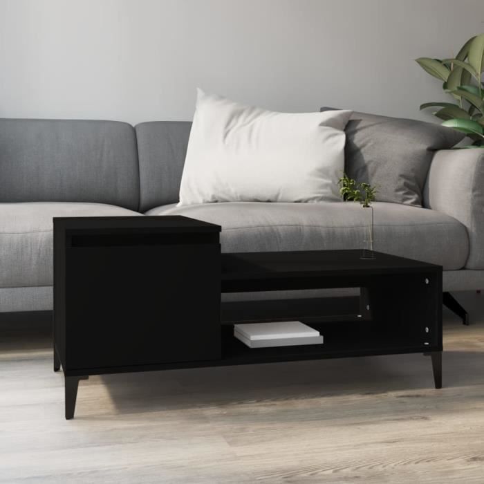 821133 vidaXL Coffee Table Black 100x50x45 Cm Engineered Wood