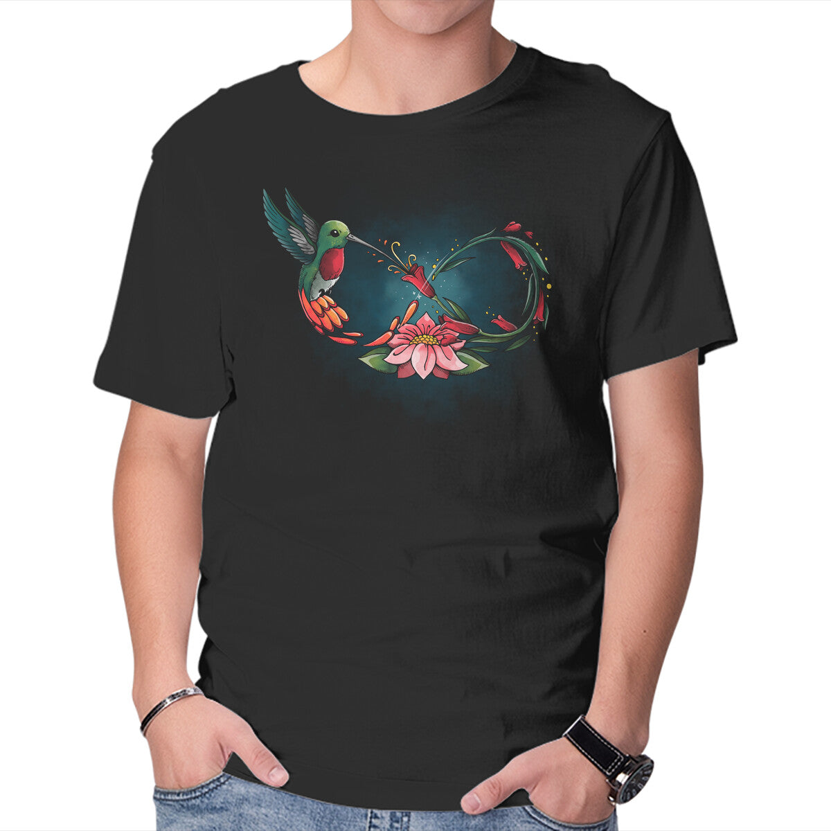 Unisex Crew Neck T-Shirt Humming Infinity Graphic Short Sleeve Casual Tee XXL