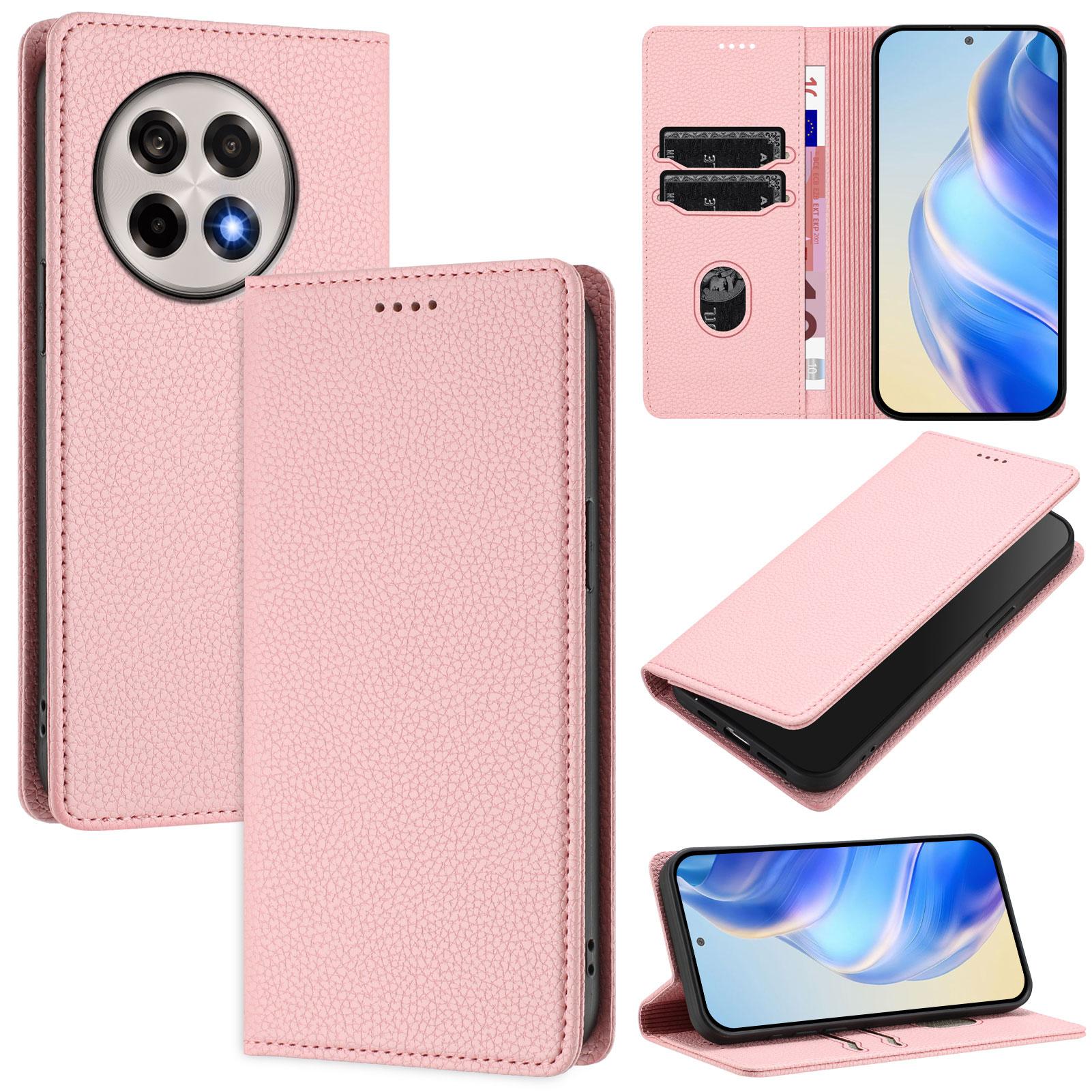 

For OnePlus Ace 5 Pro 5G/OnePlus 13R 5G Wallet Case RFID Blocking Litchi Texture Leather Mobile Cover Pink
