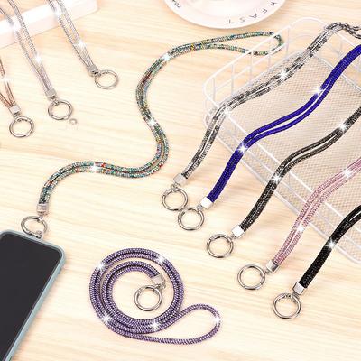 Třpytivý kamínkový řemínek na telefon Telefonní diamantový křišťálový řetízkový popruh Klíčenka Závěsná protiztrátová šňůrka