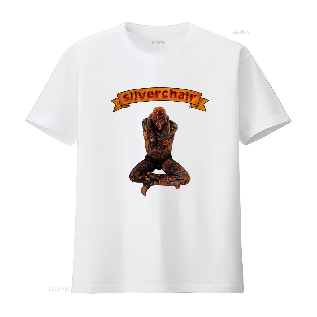 Vintage Silverchair Rock Band Tattooed Figure Print Casual Streetwear T Shirt Vintage Washed Versatile Homme Breathable Soft