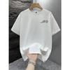 Taglie Europee T-shirt da Uomo a Maniche Corte in Tessuto, Vestibilità Larga e Stampe con Disegni Inglesi
