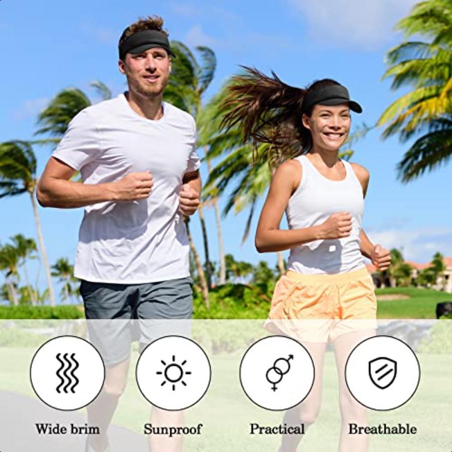 24 Pieces UV Protection Visors for Women Men Sports Outdoor Sun Visor Hat Black Visor Adjustable Beach Cap for Outdoor Tennis R