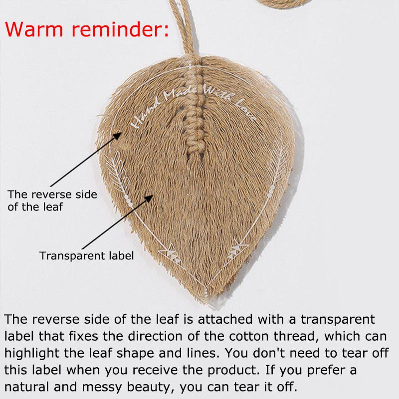 1PC Macramé Minimaliste Quatre Couleurs Bohème Mur DIY Feuille Tissé à la Main Suspendu Tapisserie Moderne Scandinave 70x25cm