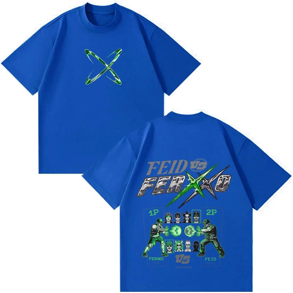 Unisex Dámské Hiphop Módní Feid Vs Ferxxo Tour 2026 Potisk Tričko Trička Letní Krátký Rukáv Ležérní Bavlněná Trička Dárky pro Fanoušky