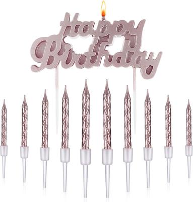 11pcs Happy Birthday Candles Letter Cake Topper with Spiral Candles for Cake Topper Birthday Decoration Party Supplies(Rose Gold