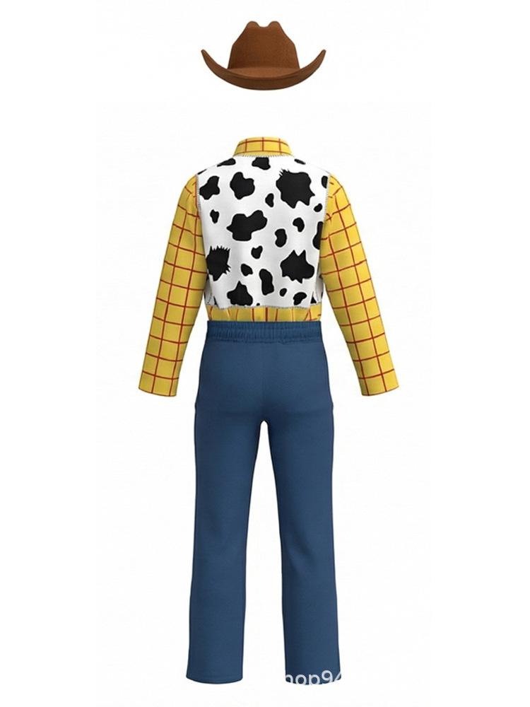 Women Men Western Cowboy Cosplay Outfit, Plaid Shirt Vest Pants Hat Set, Halloween Carnival Western Party Costume Suit