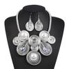 Statement Jewelry Set with Flower Cluster Design, Faux Bead Look Necklace and Matching Earrings for Outfit Styling