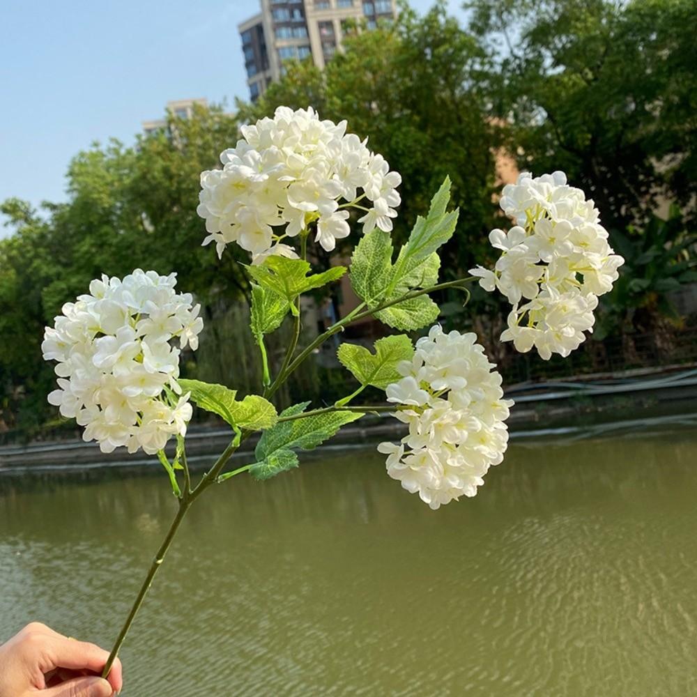 

New 4 Heads Artificial Hydrangea 26.8in Wedding Decor Fake Flowers Vivid Photography Prop Faux Flowers Living Room Ornaments білий