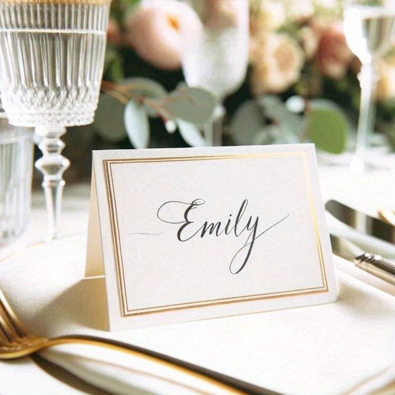 Golden Foil Border Place Cards Table Setting Name Cards Blank Place Cards Guest Cards for Wedding Banquet Dinner, Party Dinner, Decorations