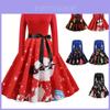 Elegantes Damen Langarm Weihnachts-Kostümkleid im Vintage-Nikolaus-Stil