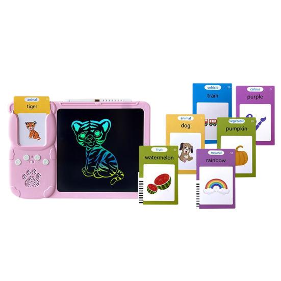 Učící stroj Interaktivní flash karty LCD psací tablet 255 oboustranných karet se zvuky skutečných zvířat a vozidel Interaktivní učební hračky