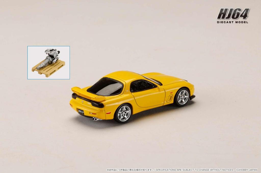 Mazda TYPE R Sunburst R with Engine Display Sunburst Yellow 1/64 RX-7 (FD3S) Model,