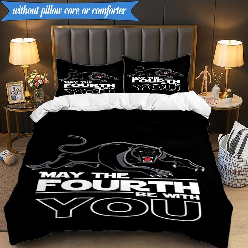 3PCS Panther Panthers Spirit Bedding Set 2D Printing (Includes 1 Duvet Cover + 2 Pillowcases Coreless), Bedroom decor,Fan Gift