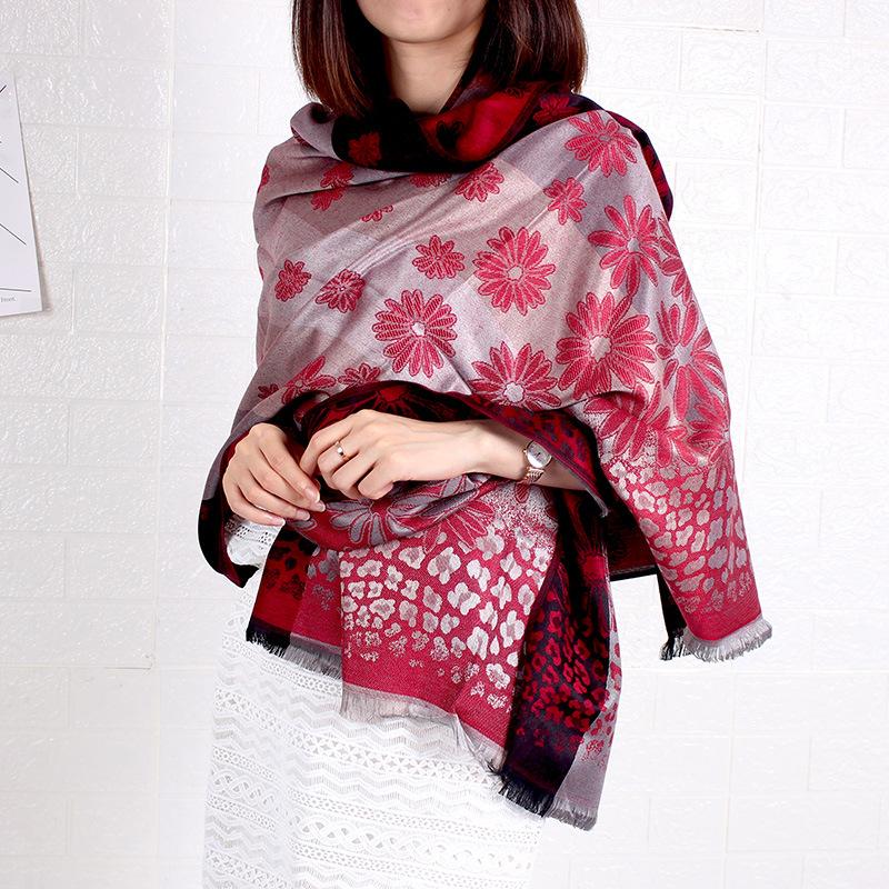 

Новый женский коротковорсовый леопардовый шарф-шаль с цветочным узором, осенне-зимний женский фото-длинный шарф above 175cm