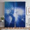 World Map Curtains for Living Room Curtain for Room 2 Panel Home Interior Curtains Partition Halloween Decoration Shades Kitchen