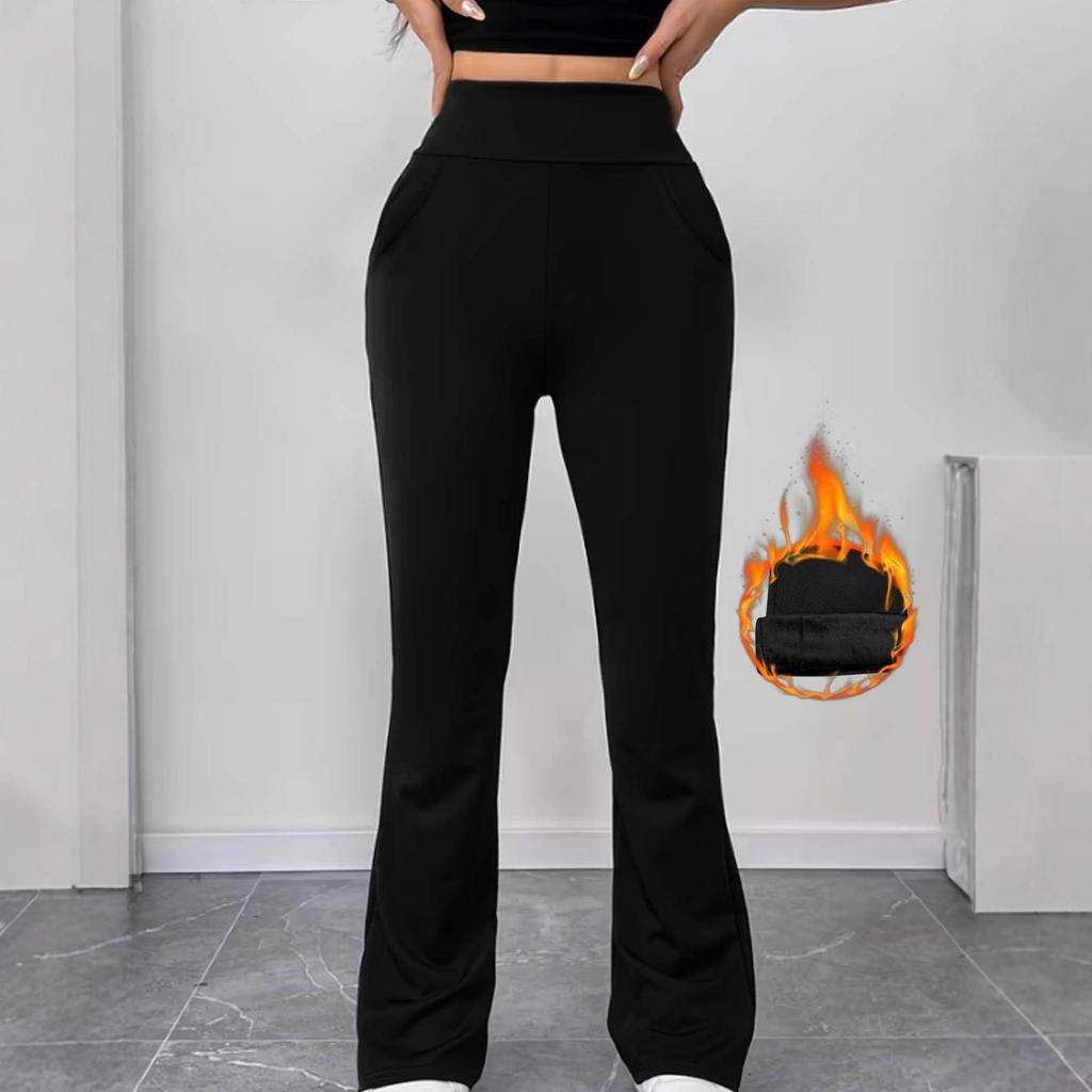 Amazon cross-border European and American large-size autumn and winter velvet micro-flared pants women's clothing hip-lifting and thin high-waisted