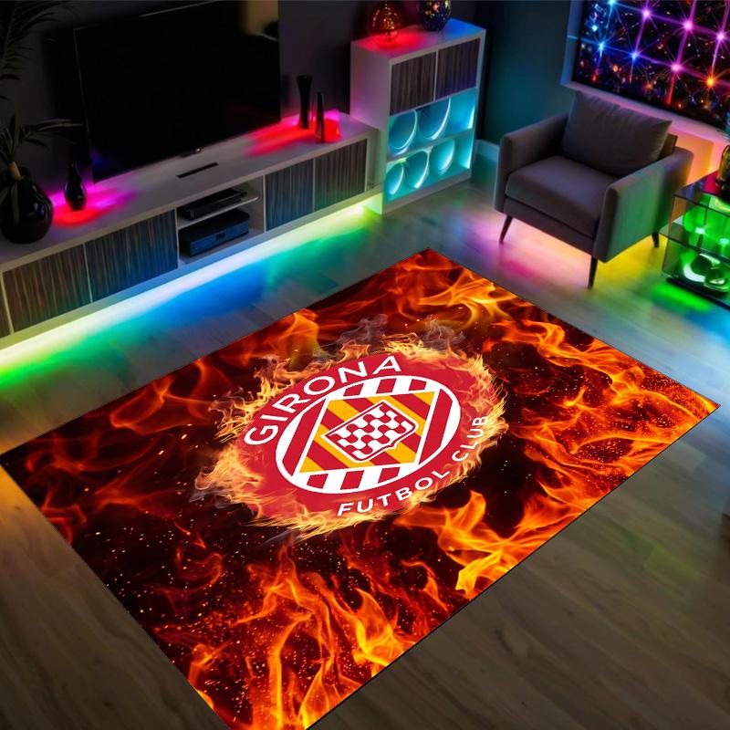Girona FC Design Crystal Velvet Carpet Cozy Non?Slip Printed Rug For Bedroom Living Room Entrance