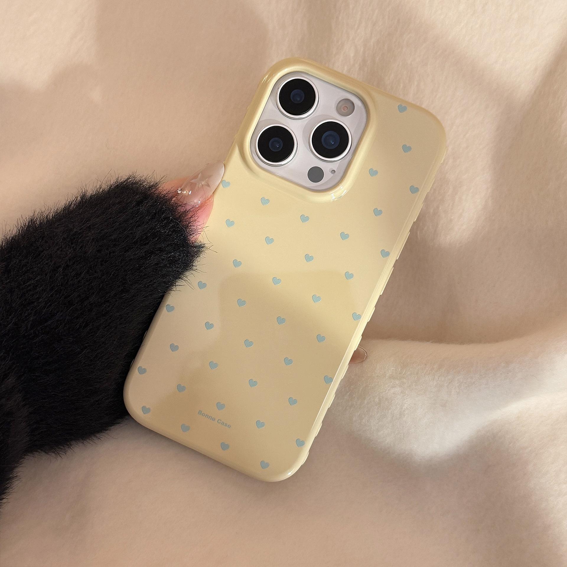 

Little Love for Apple 17promax Mobile Phone Case for IPhone16 Simple Korean Style 15For13 Soft Case 14 Anti-fall 12 12/12pro