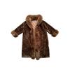25 European and American Fashion Leopard Print Long Hooded Faux Mink Fur Coat for Women