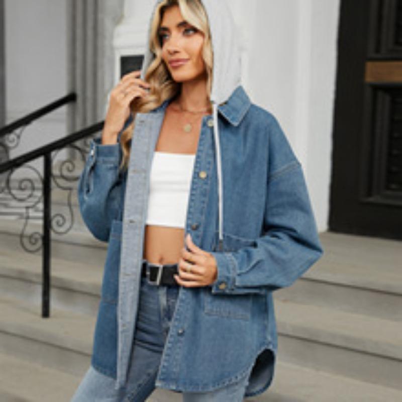 TIFICY Women's Fashion Casual Solid Color Print Autumn Winter Long Sleeve Hooded Jackets & Coats