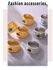 Mili Blue Turquoise Tiger Eye Stone Twist Pattern Stainless Steel Ring for Women, PVD Gold-Plated, Pinky Ring, In Stock