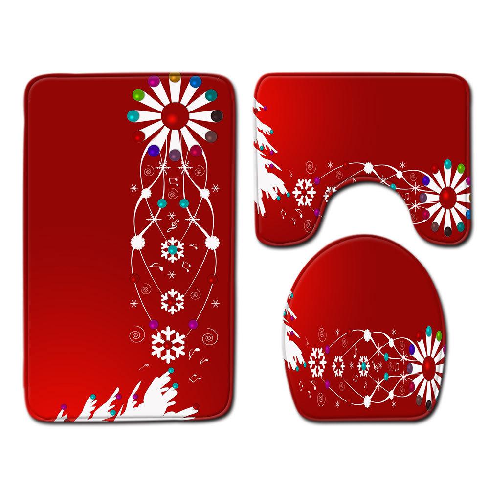 Christmas Bathroom Floor Mat Toilet Three-Piece Set